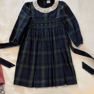 Edgehill Collection Navy and Green Plaid Peter Pan Collar Dress